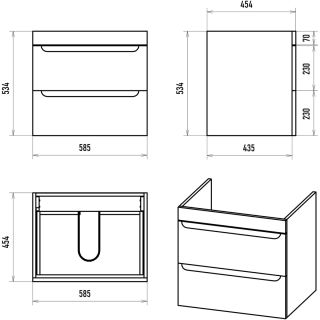 Подвесная тумба под раковину Misty Бриз П-Бри-09060-012Я 58.5 см белый